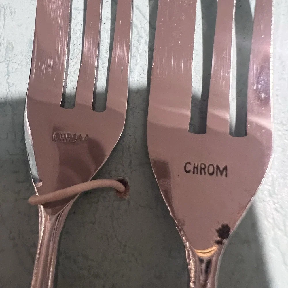 Vintage German Bakelite Cake Forks Server Set 7pc CHROM Art Deco Boxed
